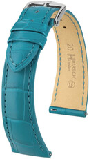 Correa de piel Hirsch London 04307183-2, azul, piel de aligátor, Quick Release