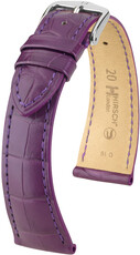 Correa de piel Hirsch London 04307186-2, morado, piel de aligátor, Quick Release