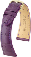 Correa de piel Hirsch London 04307186-7, morado, piel de aligátor, Quick Release