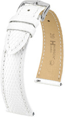Correa de piel Hirsch London L 04366000-2, blanca, piel de lagarto, longitud L, cierre rápido