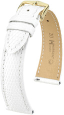 Correa de piel Hirsch London L 04366000-7, blanca, piel de lagarto, longitud L, cierre rápido