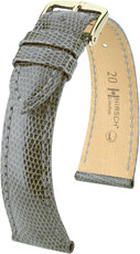 Correa de piel Hirsch London L 04366030-7, gris, piel de lagarto, longitud L, cierre rápido