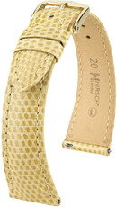Correa de piel Hirsch London L 04366090-7, beige, piel de lagarto, longitud L, cierre rápido