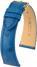 Correa de piel Hirsch Massai Ostrich L 04362085-7, azul, piel de avestruz, longitud L, cierre rápido
