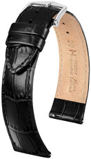 Correa de cuero Hirsch Louisianalook L 03427050-2, negro, piel de ternera, longitud L, Quick Release