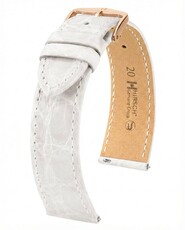 correa de cuero Hirsch Genuine Croco L 01808000-7, blanco, piel de cocodrilo, longitud L, Quick Release