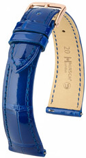 correa de cuero Hirsch London L 04307082-7, azul, piel de aligátor, longitud L, Quick Release