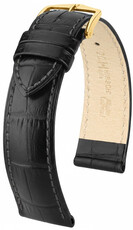 correa de cuero Hirsch Duke 01028150OE-1, negro, piel de ternera, open end (para pasadores fijos), longitud M