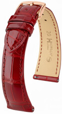 Correa de piel Hirsch London 04207120-7, rojo, piel de aligátor, Quick Release