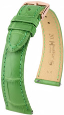 Correa de piel Hirsch London 04207142-7, verde, piel de aligátor, Quick Release