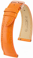 Correa de piel Hirsch London 04207176-7, naranja, piel de aligátor, Quick Release