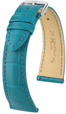 Correa de piel Hirsch London 04207183-2, azul, piel de aligátor, Quick Release