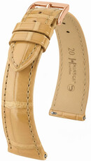 Correa de piel Hirsch London 04207190-7, beige, piel de aligátor, Quick Release