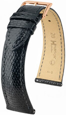 Correa de piel Hirsch London 04266150-7, negro, piel de lagarto, Quick Release