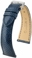 Correa de piel Hirsch London 04266180-2, azul, piel de lagarto, Quick Release