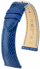 Correa de piel Hirsch London 04266185-2, azul, piel de lagarto, Quick Release