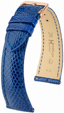 Correa de piel Hirsch London 04266185-7, azul, piel de lagarto, Quick Release