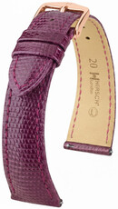 Correa de piel Hirsch London 04266187-7, morado, piel de lagarto, Quick Release