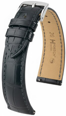 correa de cuero Hirsch London L 04207059NQ-2, negro, piel de aligátor, longitud L