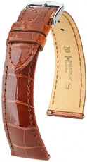 correa de cuero Hirsch London L 04207070-2, marrón, piel de aligátor, longitud L, Quick Release