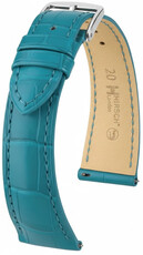 Correa de cuero Hirsch London L 04207083-2, azul, piel de aligátor, longitud L, Quick Release