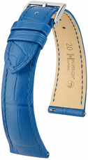 Correa de cuero Hirsch London L 04207085-2, azul, piel de aligátor, longitud L, Quick Release
