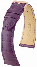 correa de cuero Hirsch London L 04207086-7, violeta, piel de aligátor, longitud L, Quick Release