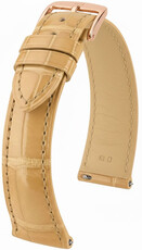 correa de cuero Hirsch London L 04207090-7, beige, piel de aligátor, longitud L, Quick Release