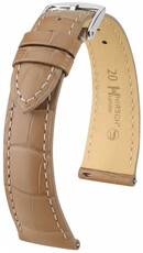 correa de cuero Hirsch London L 04207099-2, beige, piel de aligátor, longitud L, Quick Release