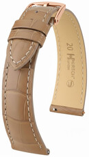 Correa de cuero Hirsch London L 04207099-7, beige, piel de aligátor, longitud L, Quick Release