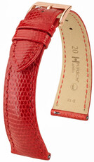 correa de cuero Hirsch London L 04266020-7, rojo, piel de lagarto, longitud L, Quick Release