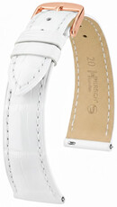 correa de cuero Hirsch London L 04307000-7, blanco, piel de aligátor, longitud L, Quick Release