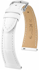 correa de cuero Hirsch London L 04307009-2, blanco, piel de aligátor, longitud L, Quick Release