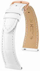 correa de cuero Hirsch London L 04307009-7, blanco, piel de aligátor, longitud L, Quick Release