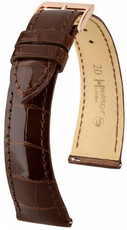 Correa de cuero Hirsch London L 04307010-7, marrón, piel de aligátor, longitud L, Quick Release