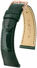 Correa de cuero Hirsch London L 04307041-7, verde, piel de aligátor, longitud L, Quick Release