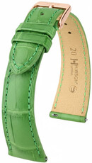 correa de cuero Hirsch London L 04307042-7, verde, piel de aligátor, longitud L, Quick Release