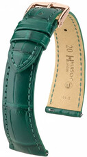 correa de cuero Hirsch London L 04307049-7, verde, piel de aligátor, longitud L, Quick Release