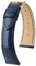 correa de cuero Hirsch London L 04307080-7, azul, piel de aligátor, longitud L, Quick Release