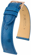 Correa de cuero Hirsch Massai Ostrich L 04262085-7, azul, piel de avestruz, longitud L, Quick Release