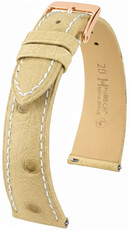 Correa de cuero Hirsch Massai Ostrich L 04262091-7, beige, piel de avestruz, longitud L, Quick Release