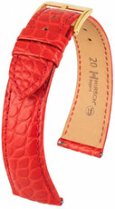 Correa de cuero Hirsch Regent L 04107029-1, rojo, piel de aligátor, longitud L, Quick Release