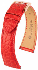 Correa de cuero Hirsch Regent L 04107029-7, rojo, piel de aligátor, longitud L, Quick Release