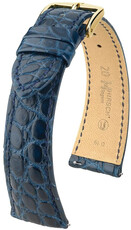 correa de cuero Hirsch Regent L 04107089-1, azul, piel de aligátor, longitud L, Quick Release