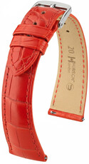 Correa de cuero Hirsch London L 04207029-2, rojo, piel de aligátor, longitud L, Quick Release