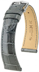 correa de cuero Hirsch London L 04207030-2, gris, piel de aligátor, longitud L, Quick Release