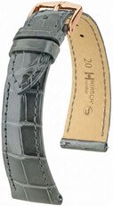correa de cuero Hirsch London L 04207030-7, gris, piel de aligátor, longitud L, Quick Release