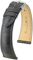 correa de cuero Hirsch London L 04207039-2, gris, piel de aligátor, longitud L, Quick Release