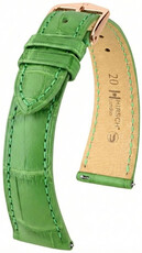Correa de cuero Hirsch London L 04207042-7, verde, piel de aligátor, longitud L, Quick Release