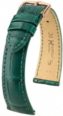 correa de cuero Hirsch London L 04207049-7, verde, piel de aligátor, longitud L, Quick Release